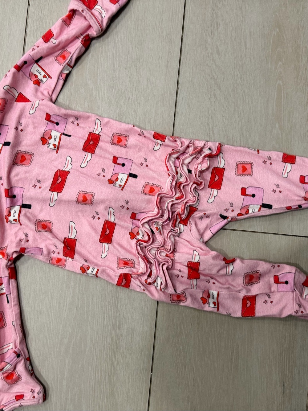 2-Way Ruffle Zip Footie, Love Letters - Picture 5 of 6
